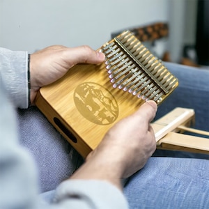 17 Key Kalimba Thumb Piano- Deer Scene, Finger Hand Piano Bamboo Keyboard Music Instrument