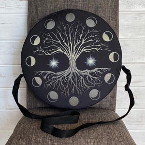 14, 16, 18 Inch Handmade Frame Drum Bag, Tree Of Life With Moon Phase, Shamanic Drums, Water Resistant, Hand Drum Protection