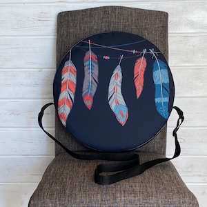 14, 16, 18 Inch Handmade Frame Drum Bag, Communication Feathers, Shamanic Drums, Water Resistant, Hand Drum Protection