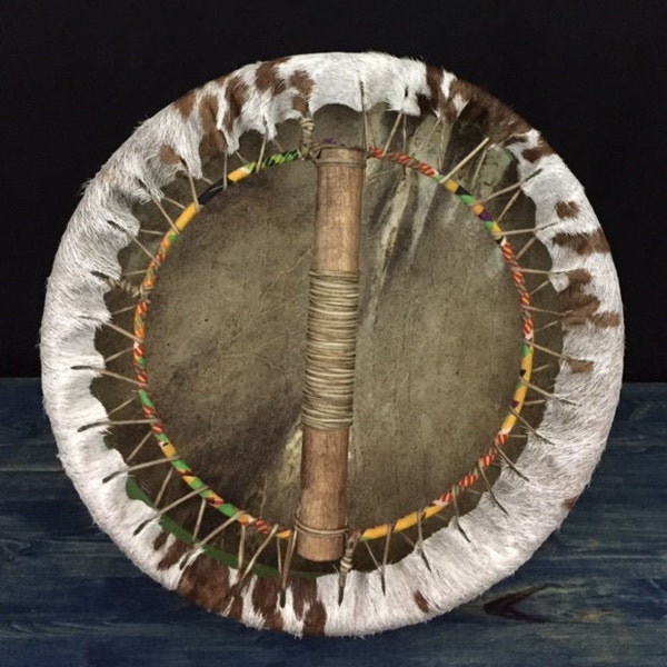 Beautiful 14" Natural Haired Goat Skin Shaman Drum