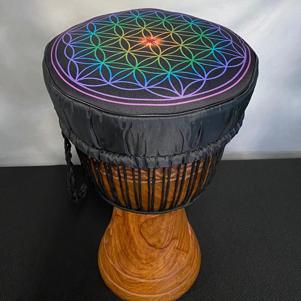 Djembe cover with Chakra Colors Mandala and thick protective padding..... Djembe Hat