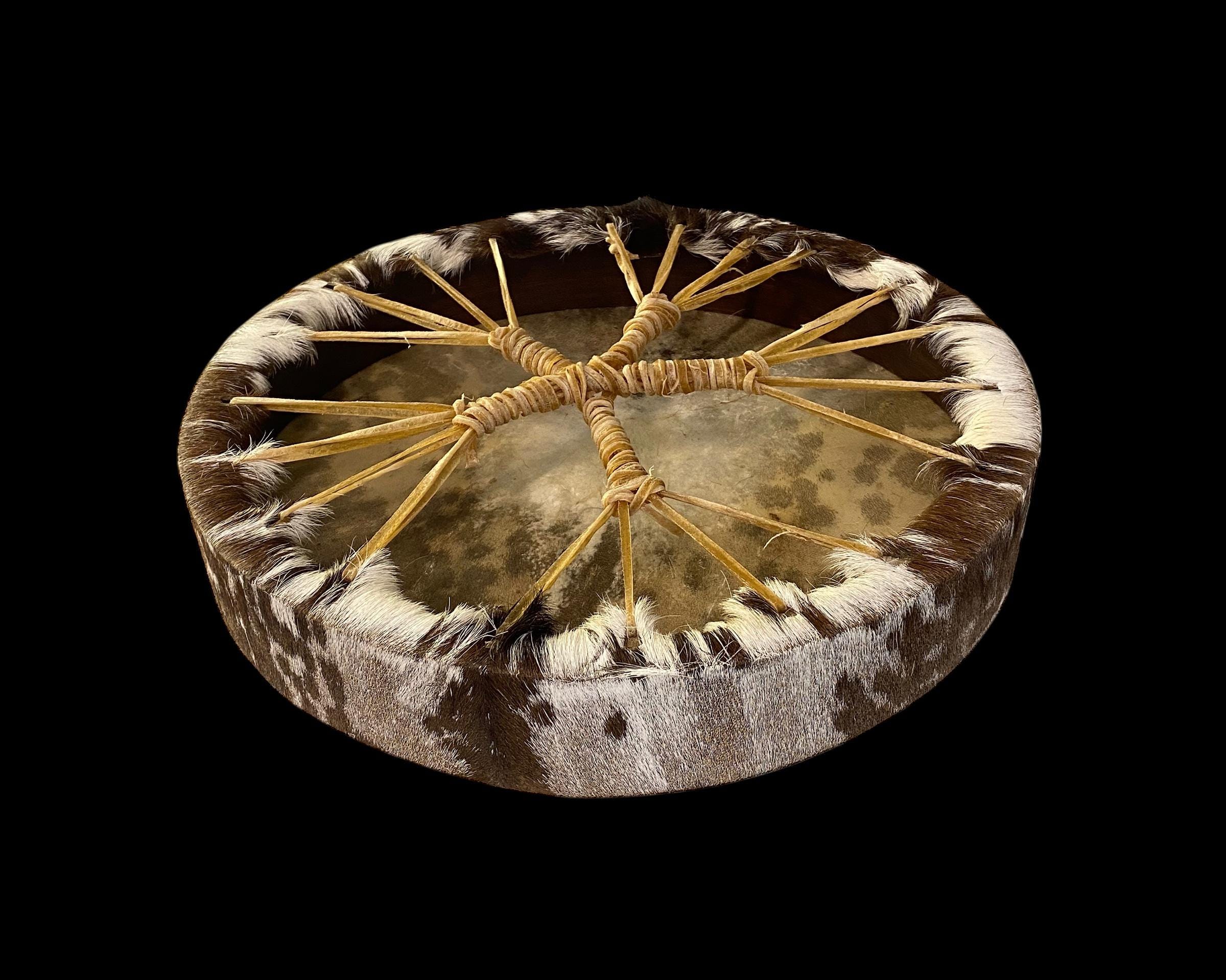16" Handcrafted Haired Goat Skin Shamanic Frame Drum | Sacred Ceremonial Drum for Rituals and Healing