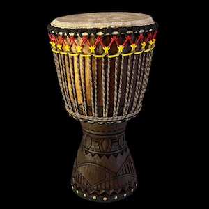 Large 12.5&quot; Head Djembe Drum – Handcrafted by Doug Libby, Iroko Wood Shell, Unique Sound & Rope Work – Free U.S. Shipping