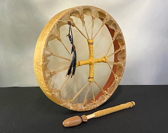 16 Inch Shaman Frame Drum - Journey Healing Ritual Drum - Premium Quality.... Traditional Handmade Shamanic Medicine Drum Bundle