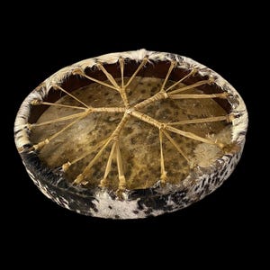 Handcrafted 18&quot; Viking-Style Goat Skin Drum | Traditional Haired Frame Drum for Rituals and Music
