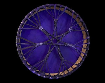 18” Purple Water Buffalo Shaman Drum with 7-Star Willow Handle – Deep Healing Tones – 2 Free Beaters Included – Spiritual Drumming Tool