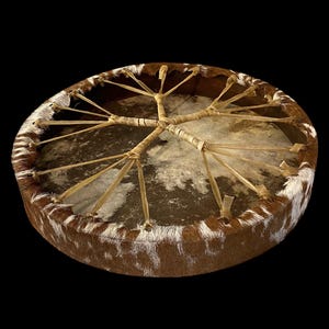 Handcrafted 18&quot; Viking-Style Goat Skin Drum | Traditional Haired Frame Drum for Rituals and Music