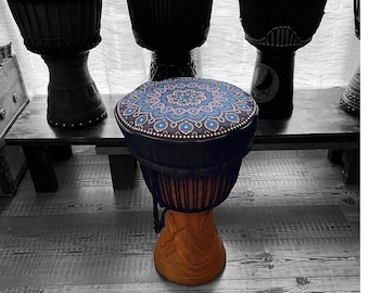 Djembe Drum Cover Blue Mandala | Padded Djembe Hat | Protective Drum Cover | Thick Padding | Djembe Bag