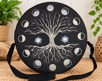 Tree of Life Shaman Drum Bag – Moon Phases Padded Frame Drum Case