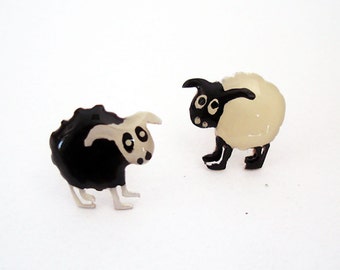 Sheep earrings Sterling silver stud earrings Enamel earrings Lamb earrings  Farm animal earrings  Sheep jewelry Easter gifts for girls Teens