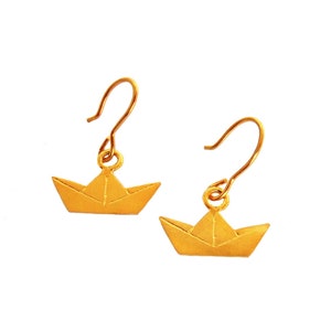 Paper Boat Earrings Sterling Silver Boat Earrings Ship Earrings Sailing Jewelry Nautical Earrings Dainty Earrings Dangle Gift for her Girl