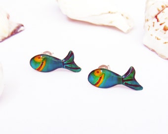 Fish Earrings Sterling Silver  Enamel Stud Earrings Animal Earrings Ocean Earrings Summer Beach Jewelry Birthday Gift Women Teens Girls Gift
