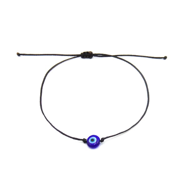 Bracelet homme mauvais œil Bracelet chaîne noire amulette Bracelet de protection Bracelet oeil bleu grec Bracelet minimaliste Cadeau d'anniversaire pour lui