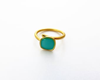 Square Ring Women Square Shape Ring Gold Square Ring Geometric Ring Turquoise Enamel Ring Dainty Jewelry Minimalist Ring Gift for her Teens