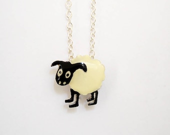 Sheep Necklace Sterling Silver Enamel Pendant Lamb Necklace Farm Animal Jewelry Sheep Jewelry Birthday Gifts Kids Girls Teens Jewelry Women