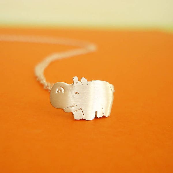 Hippo Necklace Hippopotamus Animal Necklace Sterling Silver Girls Kids Necklace Zoo Animal Jewelry Birthday Gift