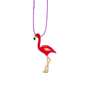 Flamingo Necklace Sterling Silver Enamel Pendant Tropical Bird Necklace Pink Flamingo Flamingo Jewelry Birthday Gifts for Women Teens Girls