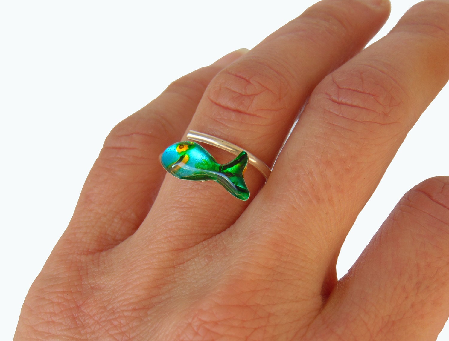 Fish Ring Fish Jewelry Women Sterling Silver Enamel Ring Etsy
