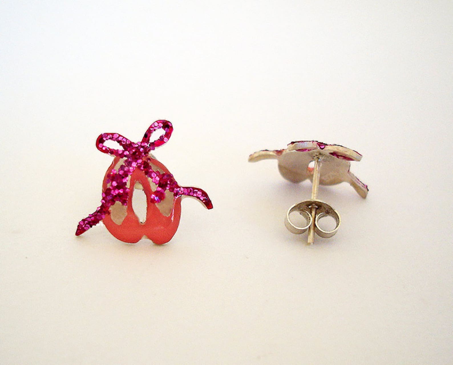 ballerina earrings - ballet shoes earrings - ballerina jewelry - enamel earrings studs - ballerina gift - girls sterling silver