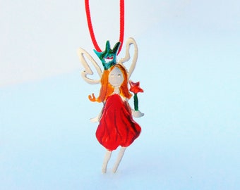 Fairy Necklace Sterling Silver Enamel Pendant Christmas Gift Little Girl Secret Santa Tooth Fairy Jewelry Birthday Gift Kids Fairy Charm