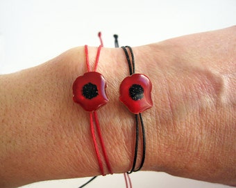 Poppy Bracelet - Spring Bracelet - Poppy Jewelry - Flower Bracelet - Poppy Gift - Floral Bracelet - Poppy Flower Jewelry - Red Poppy Jewelry