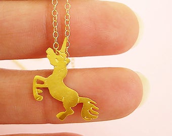 Unicorn Necklace Sterling Silver Gold Plated Unicorn Pendant Unicorn Jewelry Horse Necklace Animal Jewelry Birthday Gifts Women Girls Teens