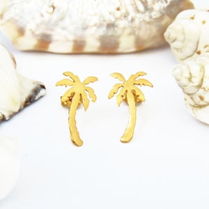 Palm Tree Earrings Gift for her Sterling Silver Stud Earrings Gold Vermeil Tropical Earrings Women Gifts Beach Jewelry Ocean Earrings Teens