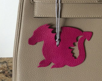Leather Dragon Bagcharm with Silk Cord