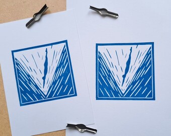 Linogravure Dive - Format A6 et A5 - Illustration/Petite carte postale