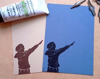 Linogravure Dab - Format A6 - Illustration/Petite carte postale