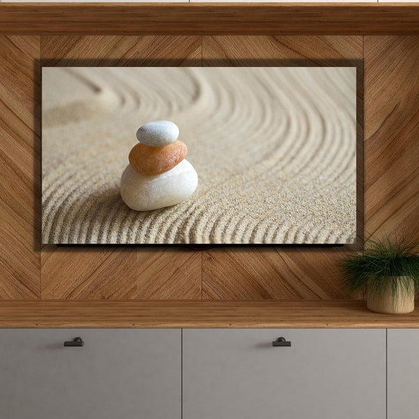 Mid Century Boho Stacking Rocks Sand Samsung Frame TV Digital Art,  Spa Art Frame TV Art,  Samsung Art TV, Digital Download