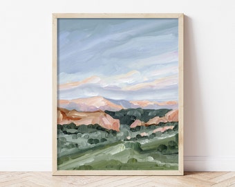 Colorado Springs Art Print - Pikes Peak Wall Art, Garden of the Gods Painting, Mountain Sunset Art, Outdoors Lover Gift, Scenic Pikes Peak