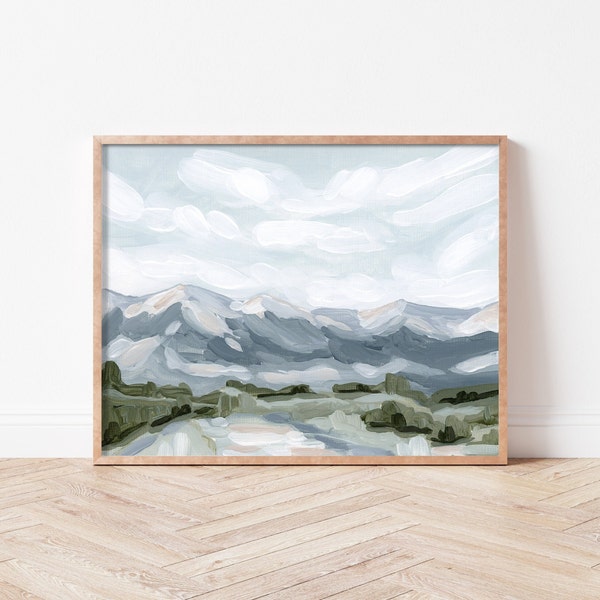 Breckenridge Mountain Landscape Art Print - Colorado Home Decor, Cabin Wall Art, Rustic Mountain Painting, Mountain Landscape Painting