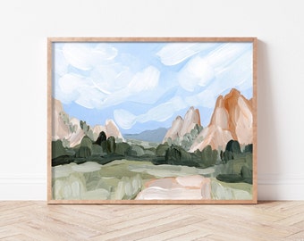 Colorado Art Print - Garden of the Gods Wall Decor, Mountain Landscape Painting, Colorado Springs Gift, Nature Painting, Scenic Wall Art