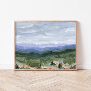 Blue Ridge Art Print - Mountain Landscape Painting, North Carolina Scenery Decor, Mountain Art Print, Smoky Mountain Wall Art - Blue Ridge