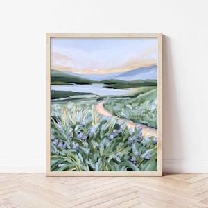 Colorado Landscape Art Print, Scenic Sunset Mountain Painting, Rocky Mountain Wall Decor, Colorful Nature Artwork - Among the Wildflowers