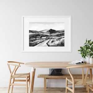 Utah Mountain Art Print Black and White Landscape Wall Art, Ski Lodge Home Decor, Scenic Monochromatic Painting, Modern Black White Art image 5