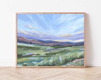 Denver Colorado Art Print - Modern Mountain Painting, Scenic Wall Art, Front Range Landscape, Sunset Artwork, Unique Landscape Home Decor