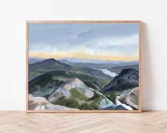Utah Landscape Art Print – Mountain Wall Art, Utah Painting, Scenic Mountain Artwork, Nature Wall Decor, Mountain Range Painting, Utah Art
