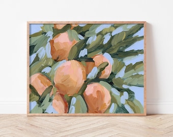 Peach Tree Art Print: Minimalist Botanical Kitchen Wall Decor