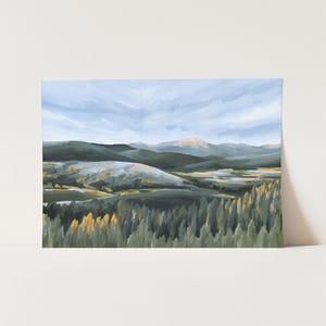 Colorado Landscape Art Print - Abstract Mountain Painting, Wall Art Decor, Scenic Landscape Print, Autumn Mountain Scenery Art - First Fall