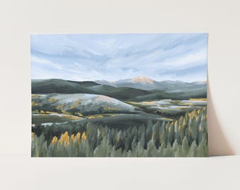 Abstract Colorado Mountain Art Print: Autumn Landscape Painting