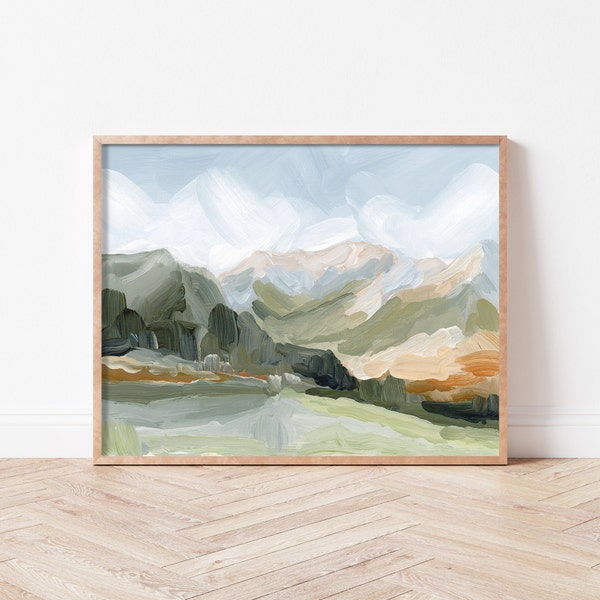 Utah Mountain Art Print- Colorful Landscape Painting, Abstract Scenery Wall Art, Utah Art, Wasatch Mountain Art, Utah Painting