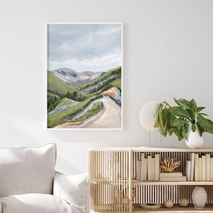 Colorado Mountain Art Print: Abstract Landscape Painting, Canyon Ridge ...