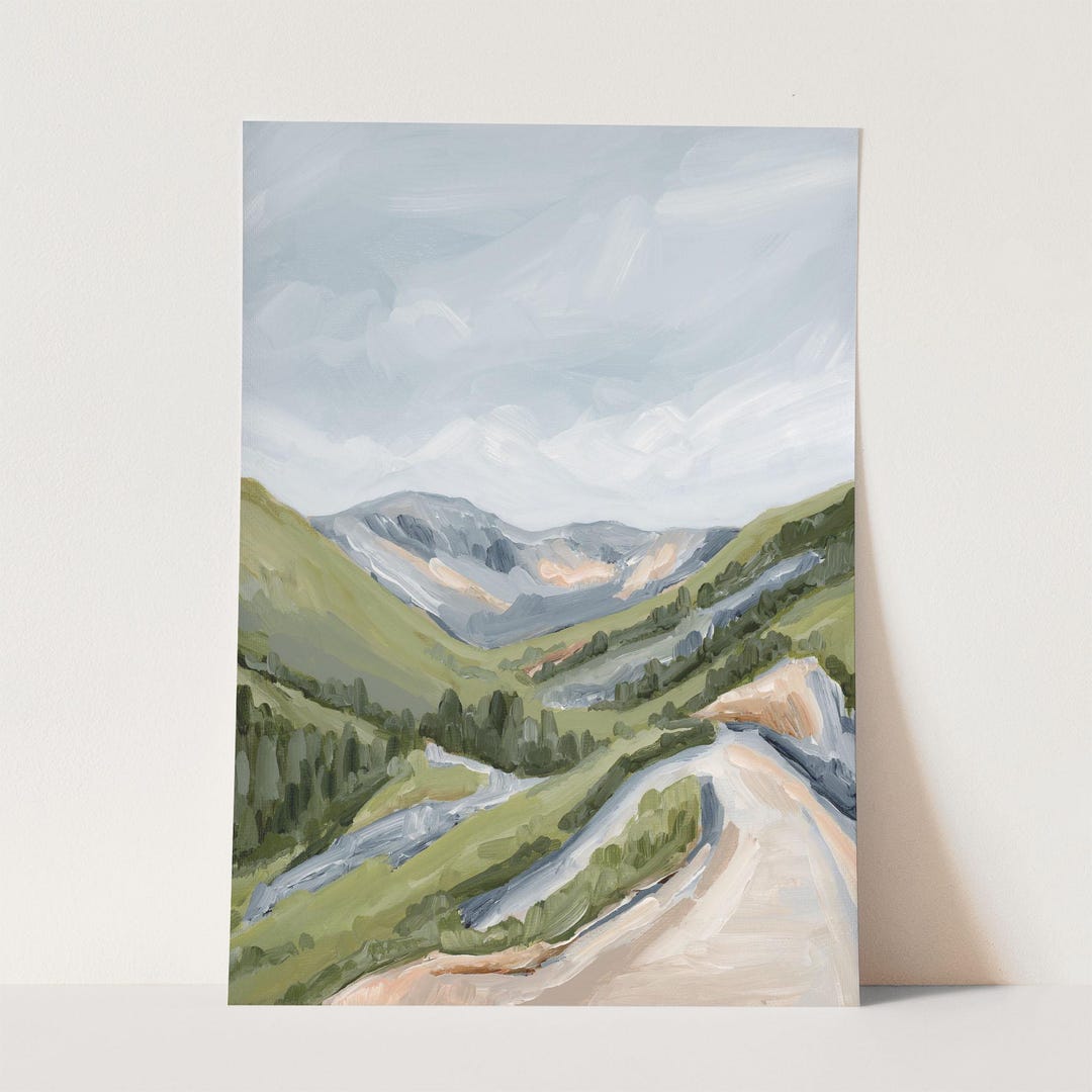 Colorado Mountain Art Print: Abstract Landscape Painting, Canyon Ridge ...