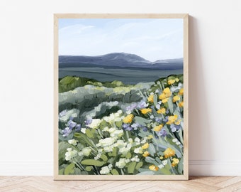 Colorado Wildflower Art Print - Mountain Landscape Painting, Nature Lover Gift, Wildflower Wall Decor, Mountain Wall Art, Flower Landscape