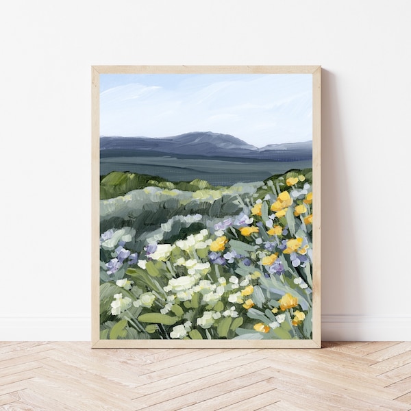 Colorado Wildflower Art Print - Mountain Landscape Painting, Nature Lover Gift, Wildflower Wall Decor, Mountain Wall Art, Flower Landscape