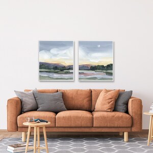 Mountain Landscape Art Print Set: Moonlit Pond Vermont Painting image 5