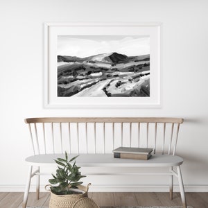 Utah Mountain Art Print Black and White Landscape Wall Art, Ski Lodge Home Decor, Scenic Monochromatic Painting, Modern Black White Art image 3