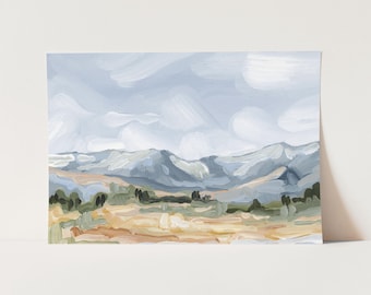 Colorado Mountain Landscape Art Print: Abstract Impressionist Painting